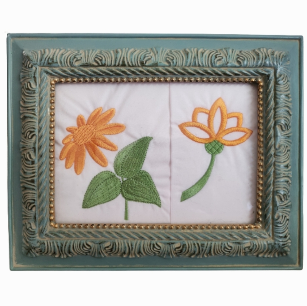 Embroidery Flowers Framed